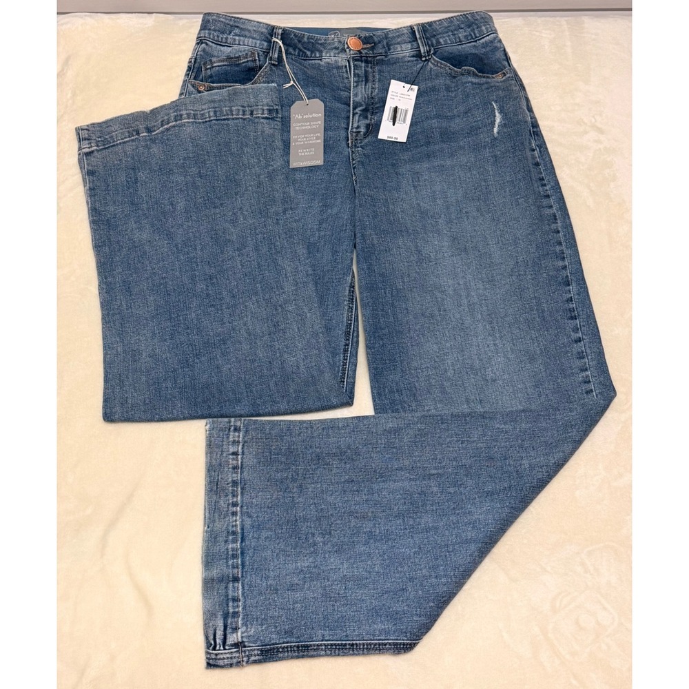 Wit & Wisdom NWT Sam High Rise Absolution Wide Leg Jeans Blue Denim Womens Sz 10